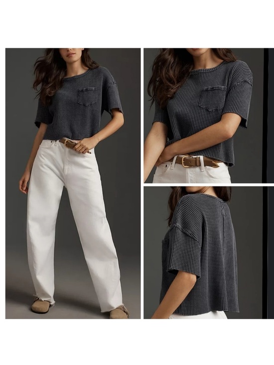 Pilcro Tops - Anthropologie Pilcro
Waffle Knit Crop Tee Midnight
Blue Size Small
